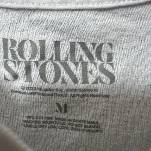 Rolling Stones T‎ Shirt Womens Medium White Cropped Raw Hem Short Sleeve - Picture 5 of 6